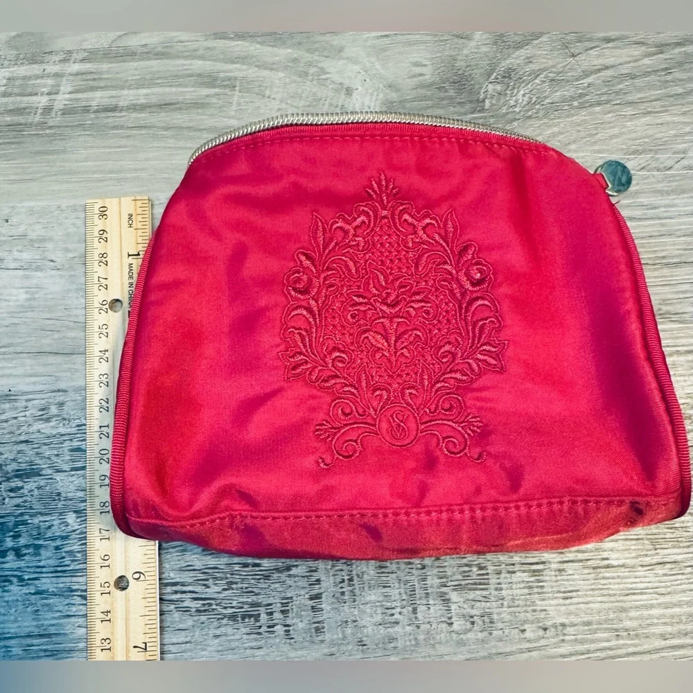 Victoria Secret Pink small satin cosmetic bag. With embroidered logo.